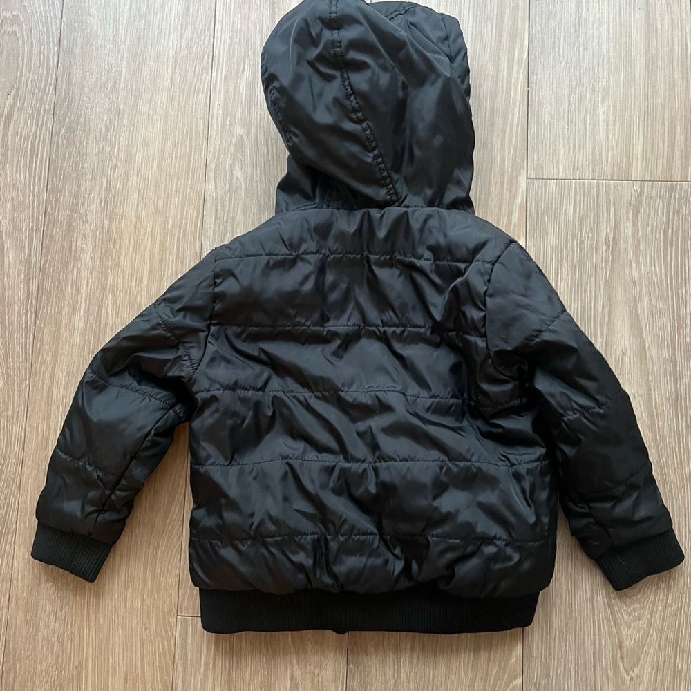 Calvin Klein Charcoal Hooded Puffer Jacket Size 4 - Picture 3 of 5